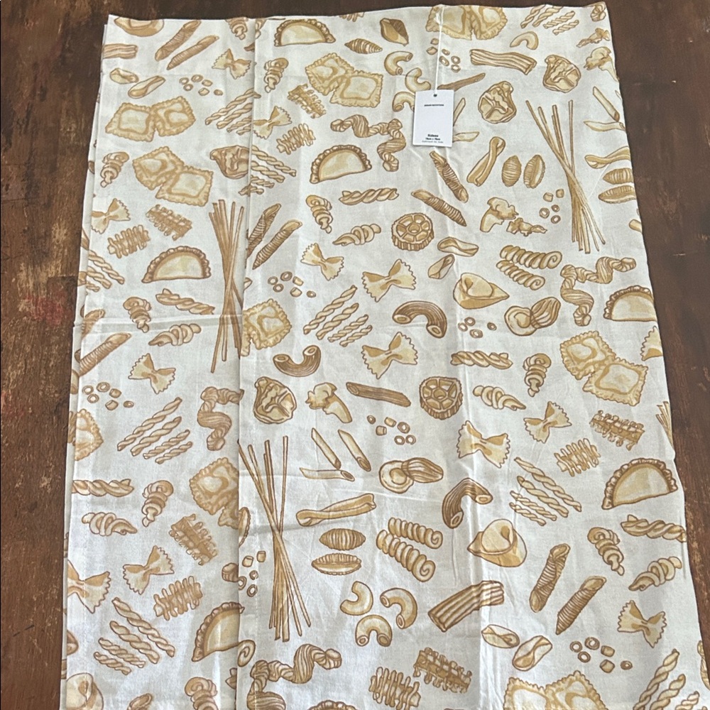 Urban Outfitters Cream and Brown Pasta Print Cafe Curtains